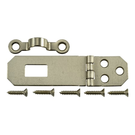 Midwest Fastener 3/4" x 2-3/4" Satin Nickel Plated Steel Hasps 3PK 37246